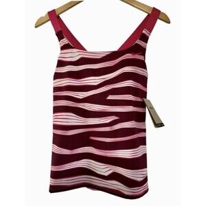 Nike Purple Pink Striped Razor Back Tankini Swim Top Women’s Size Medium New